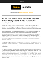 Snail, Inc. Announces Intent to Explore Proprietary USD-Backed Stablecoin