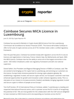 Coinbase Secures MiCA Licence in Luxembourg