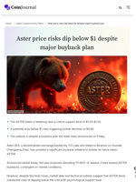 Aster price risks dip below $1 despite major buyback
plan
