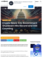 Crypto News: U.S. Government Shutdown Hits Record and Still Counting | Live Bitcoin News