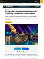 Nation-State Bitcoin Adoption On 'Tail End' Of Gradual Stage
