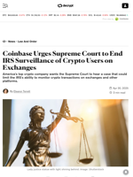 Coinbase Urges Supreme Court to End IRS Surveillance of Crypto Users on Exchanges - Decrypt