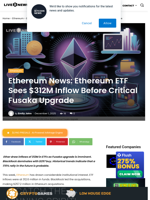 Ethereum News: Ethereum ETF Sees $312M Inflow Before Critical Fusaka Upgrade | Live Bitcoin News