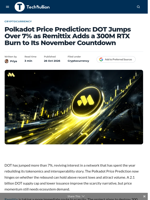 Polkadot Price Prediction: DOT Jumps Over 7% as Remittix Adds a 300M RTX Burn to Its November Countdown - TechBullion