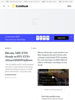 BTC, XRP, ETH News: Ripple, Ether Steady as Bitcoin ETFs Attract $590M Inflows