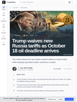 Trump waives new Russia tariffs as October 18 oil deadline arrives