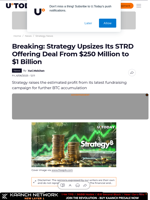 Breaking: Strategy Upsizes Its STRD Offering Deal From $250 Million to $1 Billion