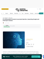 AI coding agents hacked via prompt injection, impacting Google and Anthropic markets
