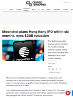 Moonshot plans Hong Kong IPO within six months, eyes $30B valuation