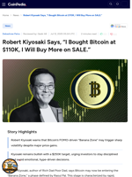 Robert Kiyosaki Says, “I Bought Bitcoin at $110K, I Will Buy More on SALE.”