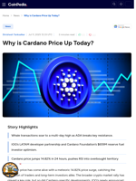 Why is Cardano Price Up Today?