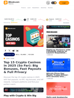 Top 15 Crypto Casinos in 2025 (So Far): Big Bonuses, Fast Payouts & Full Privacy – Reviews Bitcoin News