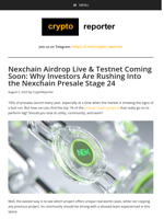 Nexchain Airdrop Live & Testnet Coming Soon: Why Investors Are Rushing Into the Nexchain Presale Stage 24