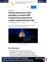 Senate Democrats meet privately to review GOP compromise proposal for crypto market structure bill