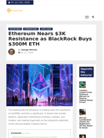 Ethereum Nears $3K Resistance as BlackRock Buys $300M ETH | E-Crypto News