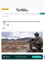Odds for US forces entering Iran by April 30 rise to 86% amid market shifts