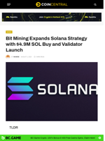 Bit Mining Expands Solana Strategy with $4.9M SOL Buy and Validator Launch - CoinCentral