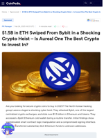 $1.5B in ETH Swiped From Bybit in a Shocking Crypto Heist - Is Aureal One The Best Crypto to Invest In? 