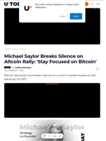 Michael Saylor Breaks Silence on Altcoin Rally: 'Stay Focused on Bitcoin' - U.Today