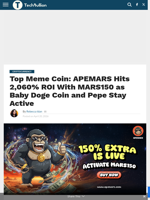 Top Meme Coin: APEMARS Hits 2,060% ROI With MARS150 as Baby Doge Coin and Pepe Stay Active - TechBullion