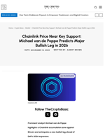 Chainlink Price Near Key Support: Michael van de Poppe Predicts Major Bullish Leg in 2026