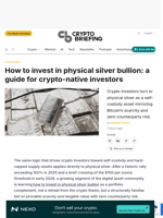 How to invest in physical silver bullion: a guide for crypto-native investors