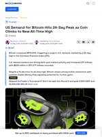 US Bitcoin Traders Drive Inflows and Strong Market Sentiment