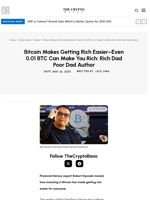 Bitcoin Makes Getting Rich Easier–Even 0.01 BTC Can Make You Rich: Rich Dad Poor Dad Author