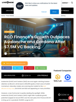 RCO Finance’s Growth Outpaces Avalanche and Cardano After $7.5M VC Backing | Live Bitcoin News