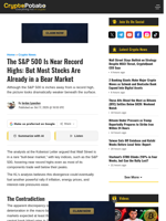 The S&P 500 Is Near Record Highs: But Most Stocks Are Already in a Bear Market