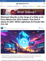 Ethereum May Be on the Verge of a Rally as Its Price Mimics the 2022 Pattern That Sent It Above $1,000—While Lightchain AI Presale Hits $16.1M