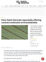 Paris Saint-Germain reportedly offering contract extension to Kvaratskhelia