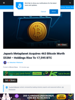 Japan’s Metaplanet Acquires 463 Bitcoin Worth $53M – Holdings Rise To 17,595 BTC | Bitcoinist.com