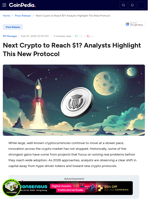 Next Crypto to Reach $1? Analysts Highlight This New Protocol