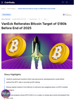 VanEck Reiterates Bitcoin Target of $180k Before End of 2025