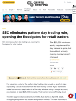 SEC eliminates pattern day trading rule, opening the floodgates for retail traders