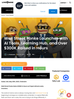 Wall Street Ponke Launches with AI Tools, Learning Hub, and Over $300K Raised in Hours | Live Bitcoin News