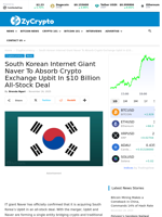 South Korean Internet Giant Naver To Absorb Crypto Exchange Upbit In $10 Billion All-Stock Deal ⋆ ZyCrypto
