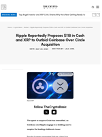 Ripple Reportedly Proposes $11B in Cash and XRP to Outbid Coinbase Over Circle Acquisition