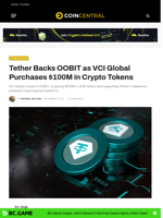 Tether Backs OOBIT as VCI Global Purchases $100M in Crypto Tokens - CoinCentral