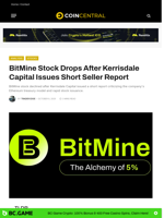 BitMine Stock Drops After Kerrisdale Capital Issues Short Seller Report - CoinCentral