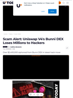 Scam Alert: Uniswap V4's Bunni DEX Loses Millions to Hackers - U.Today