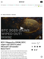 BTC Dipped to $90K! BTC wipes out 2025 Gains! Monad CoFounder Interview! - Decrypt