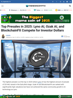Top Presales in 2025: Lyno AI, Ozak AI, and BlockchainFX Compete for Investor Dollars