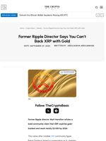 Former Ripple Director Says You Can’t Back XRP with Gold