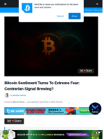 Bitcoin Sentiment Turns To Extreme Fear: Contrarian Signal?