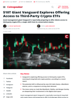 Vanguard Mulls Adding Third‑Party Crypto ETFs