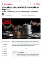 Live: Where Crypto Market Stands on Sept. 29 - Coinspeaker