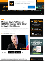Strategy ($MSTR) Spends $2.13 Billion To Buy 22,305 Bitcoin