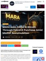 MARA Adds $46M in Bitcoin Through FalconX Purchase Amid Market Accumulation | Live Bitcoin News